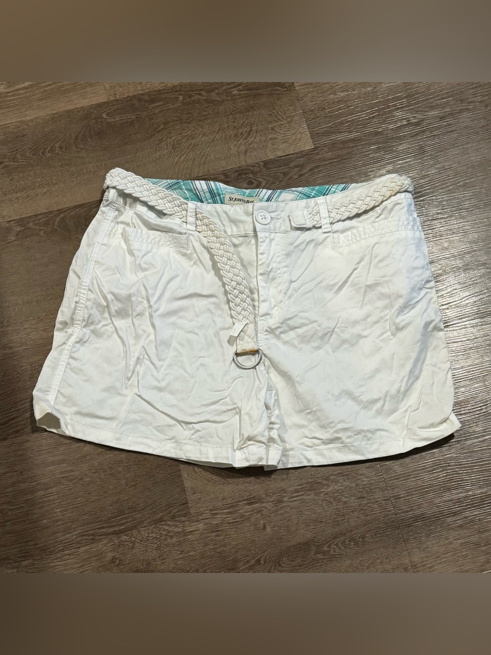 St. John's Bay White Braided-Belt Cotton Bermuda Shorts